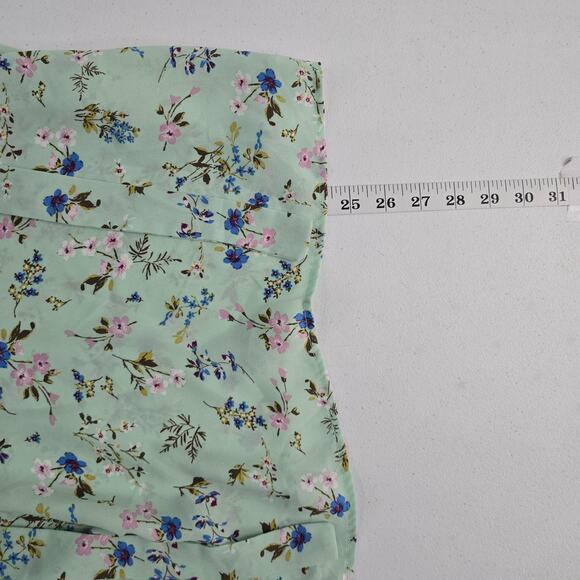 Pleione Women’s Mint Green Floral Short Sleeve Tie Neck Blouse Size M 6445 - Picture 5 of 8